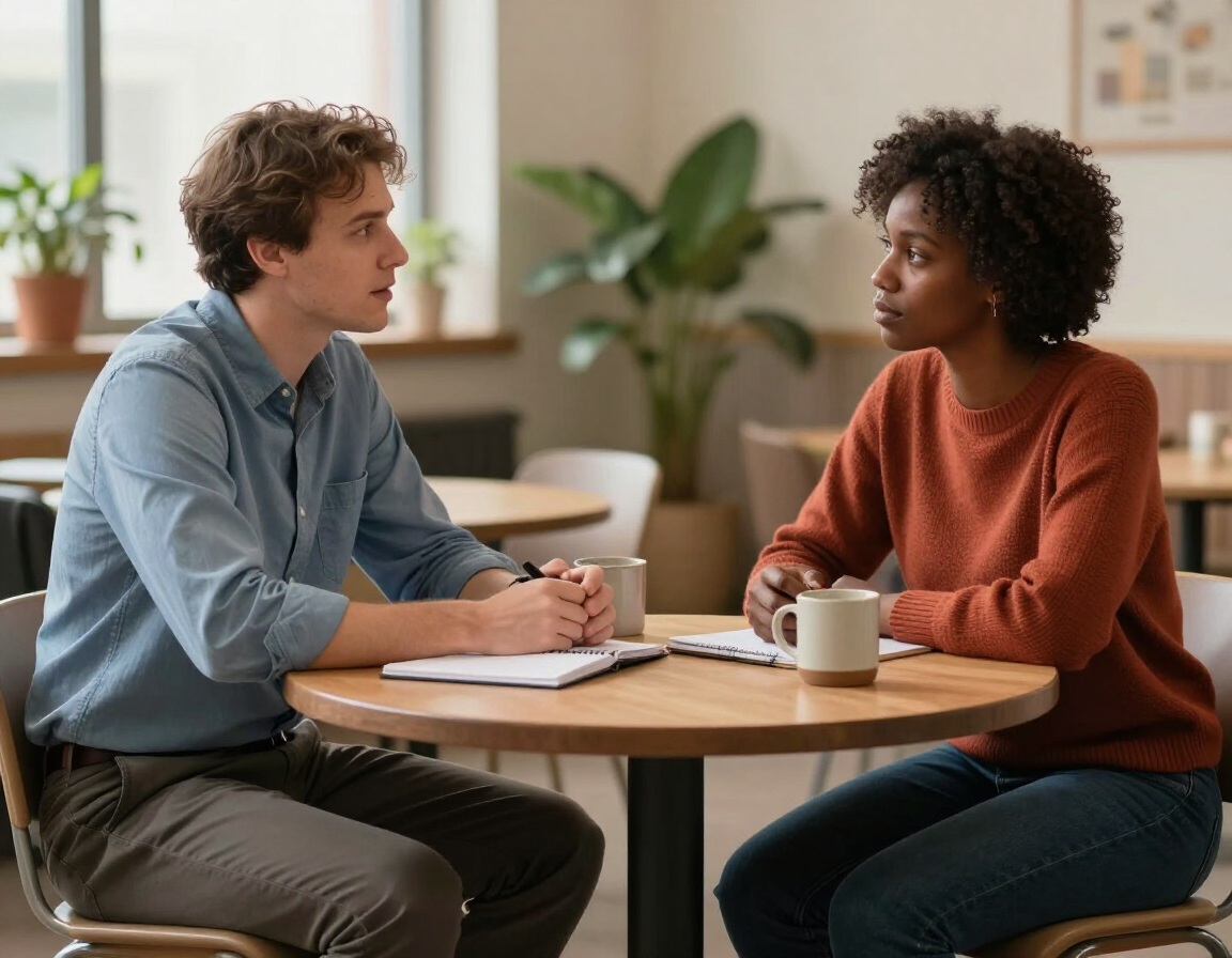 Mentoring conversation at a community table