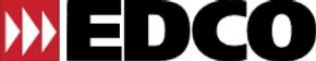 EDCO logo with red chevrons and white letters on a black background