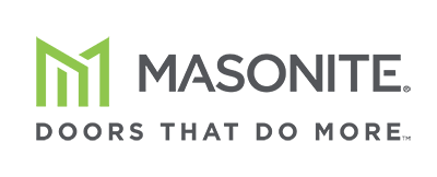 Masonite logo with green “M” and gray text, plus the slogan “Doors That Do More.”