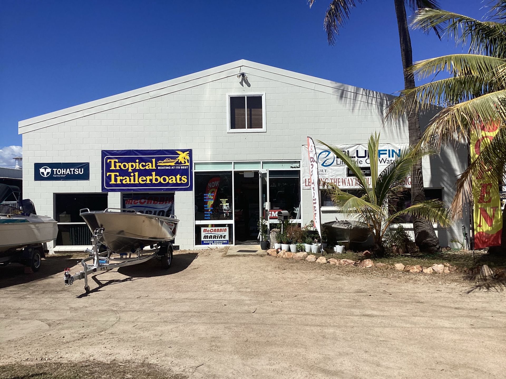 Tropical Trailerboats Storefront with Boats — McCabbin Marine In Bowen, QLD