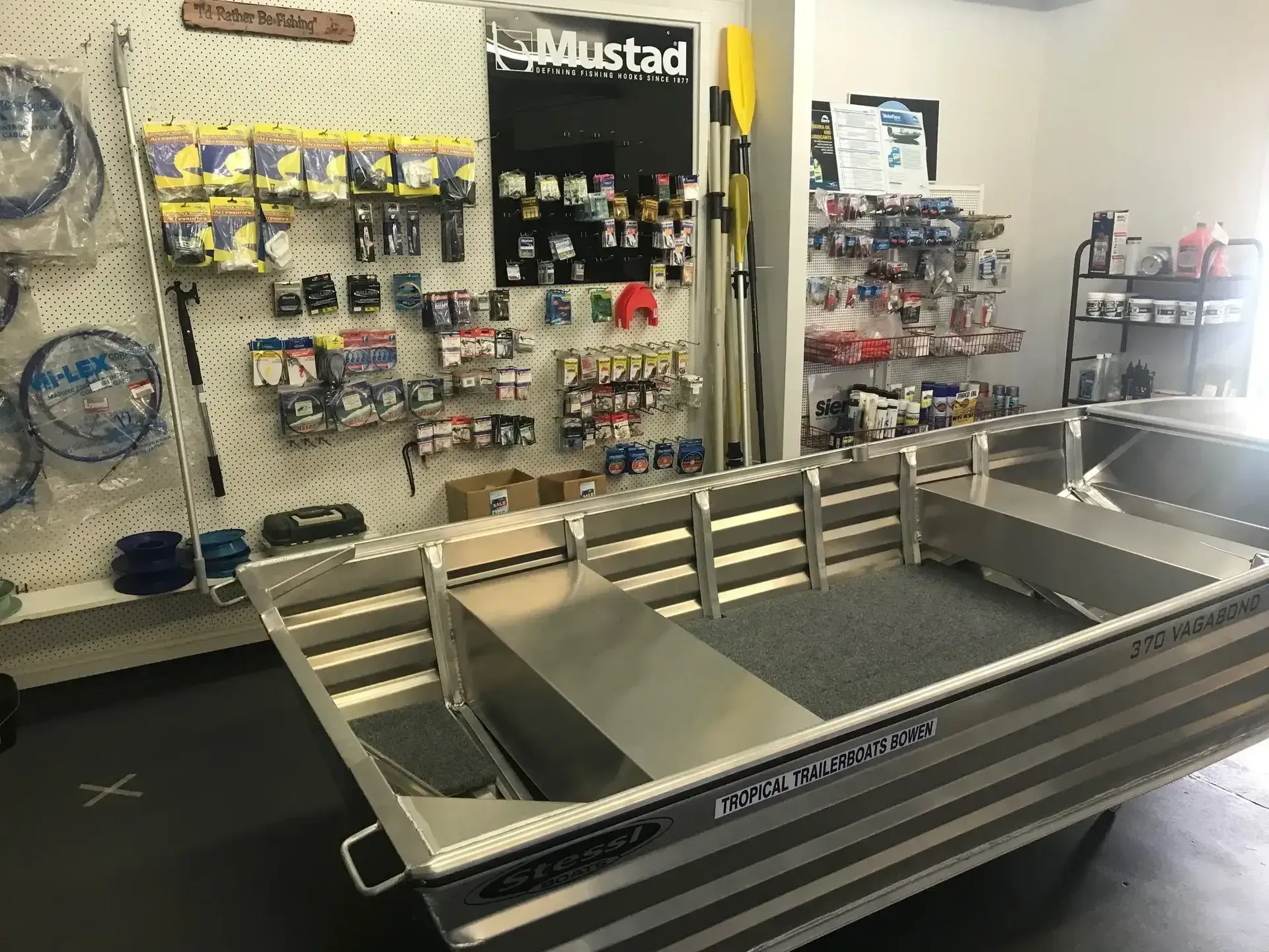 Fishing Gear Store Aisle with a Large Metal Display — McCabbin Marine In Bowen, QLD