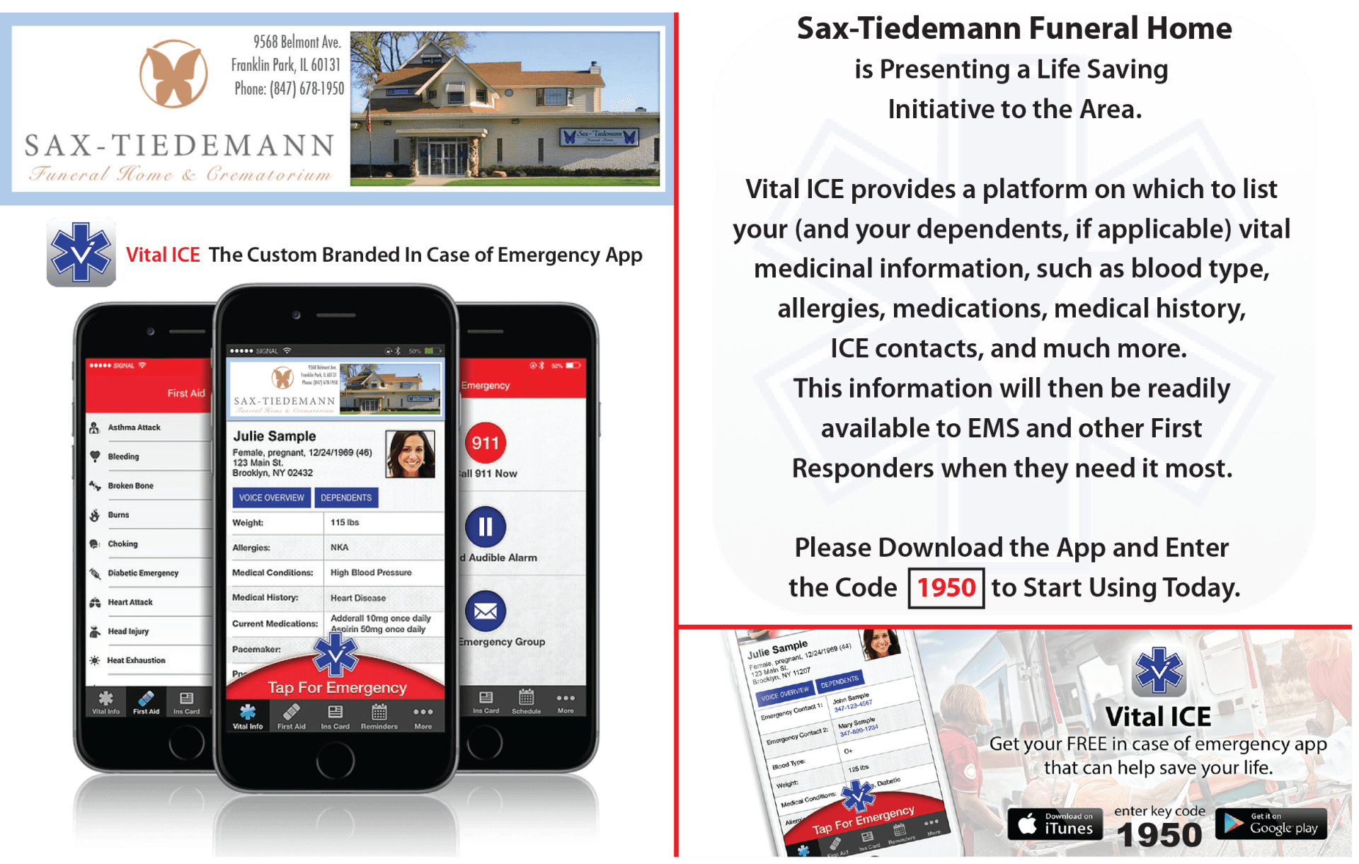 Sax-Tiedemann Funeral Home & Crematorium Vital ICE