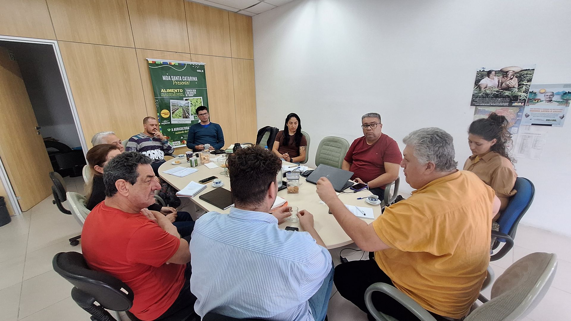 Mulher colhendo tomates e pimentões em uma horta, agachada ao lado das plantas frondosas.