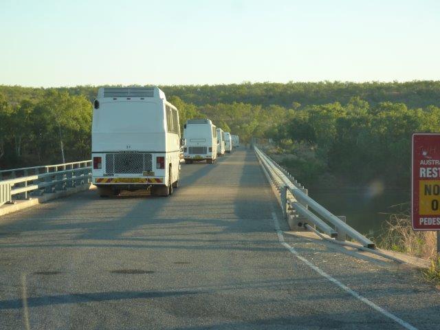 Coach convoy travelling on a Northern Territory road