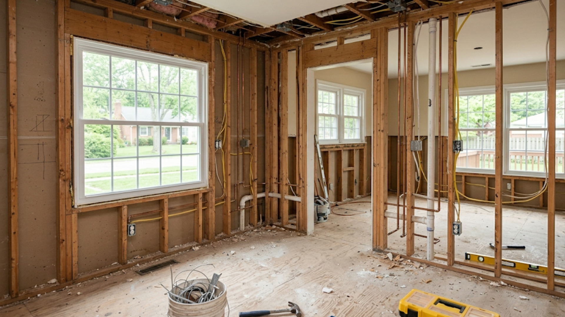 kitchen remodeling demolition plumbing electrical exposed