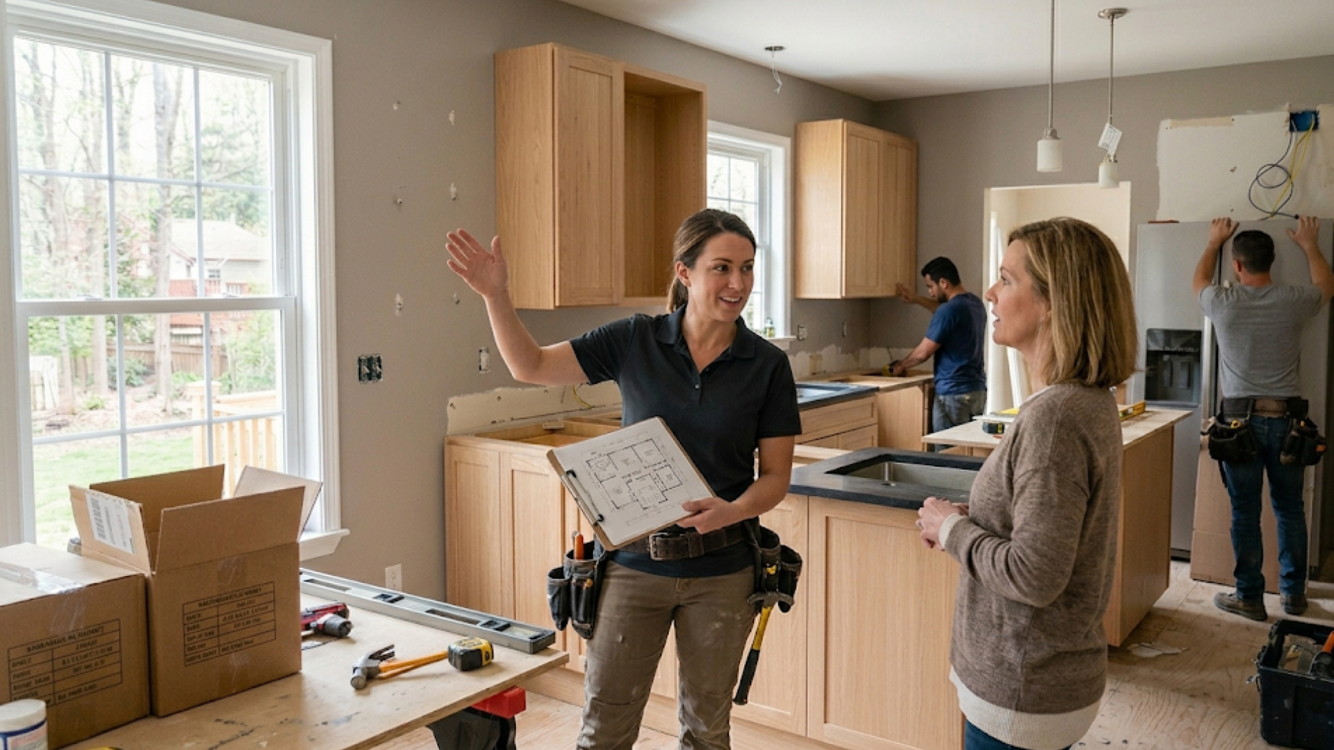 remodeling contractor discussing kitchen remodeling Parkton MD