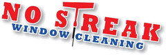 No Streak Window Cleaning logo in red, blue, and white text
