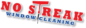No Streak Window Cleaning logo in red, blue, and white text