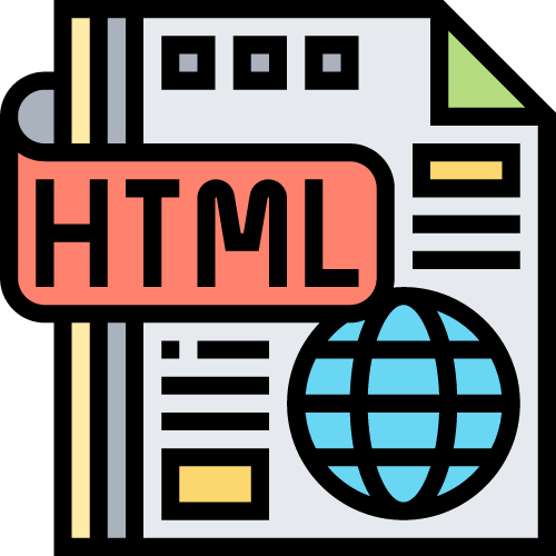 HTML document with globe graphic, orange and blue.