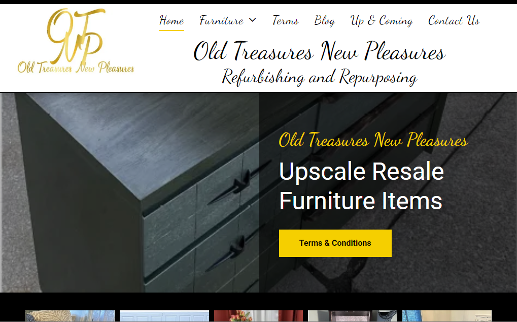 A website displaying upscale resale furniture items
