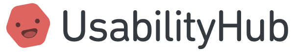 UsabilityHub logo with a red smiling hexagon icon and text.