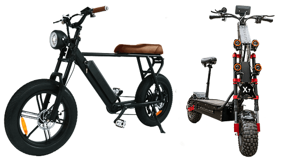 A Bicycle and A Scooter Are Sitting Next to Each Other — EVA Motors in Paget, QLD