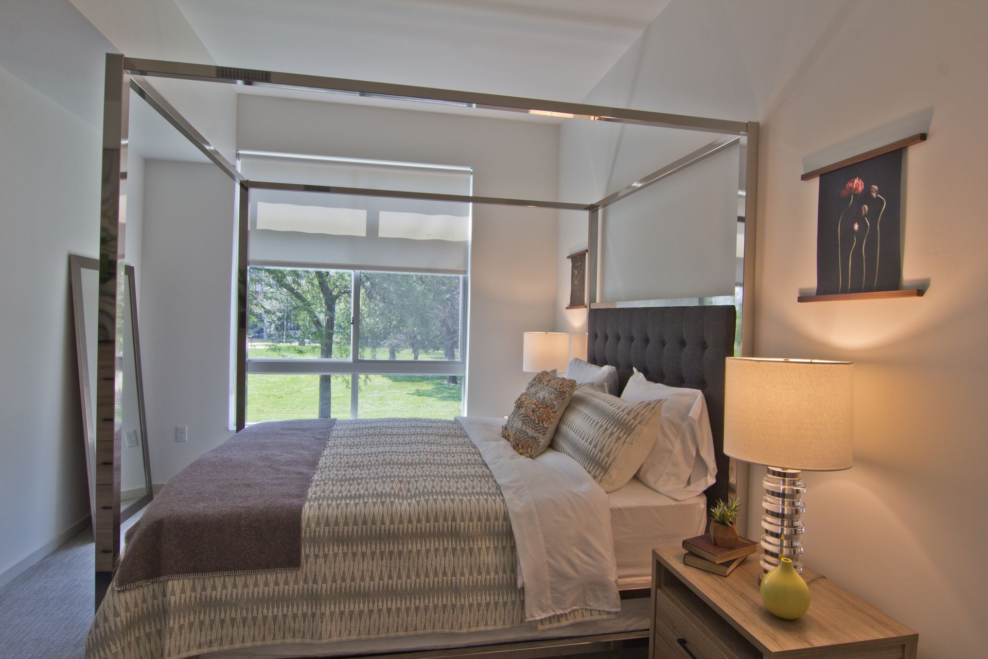 furnished bedroom and window