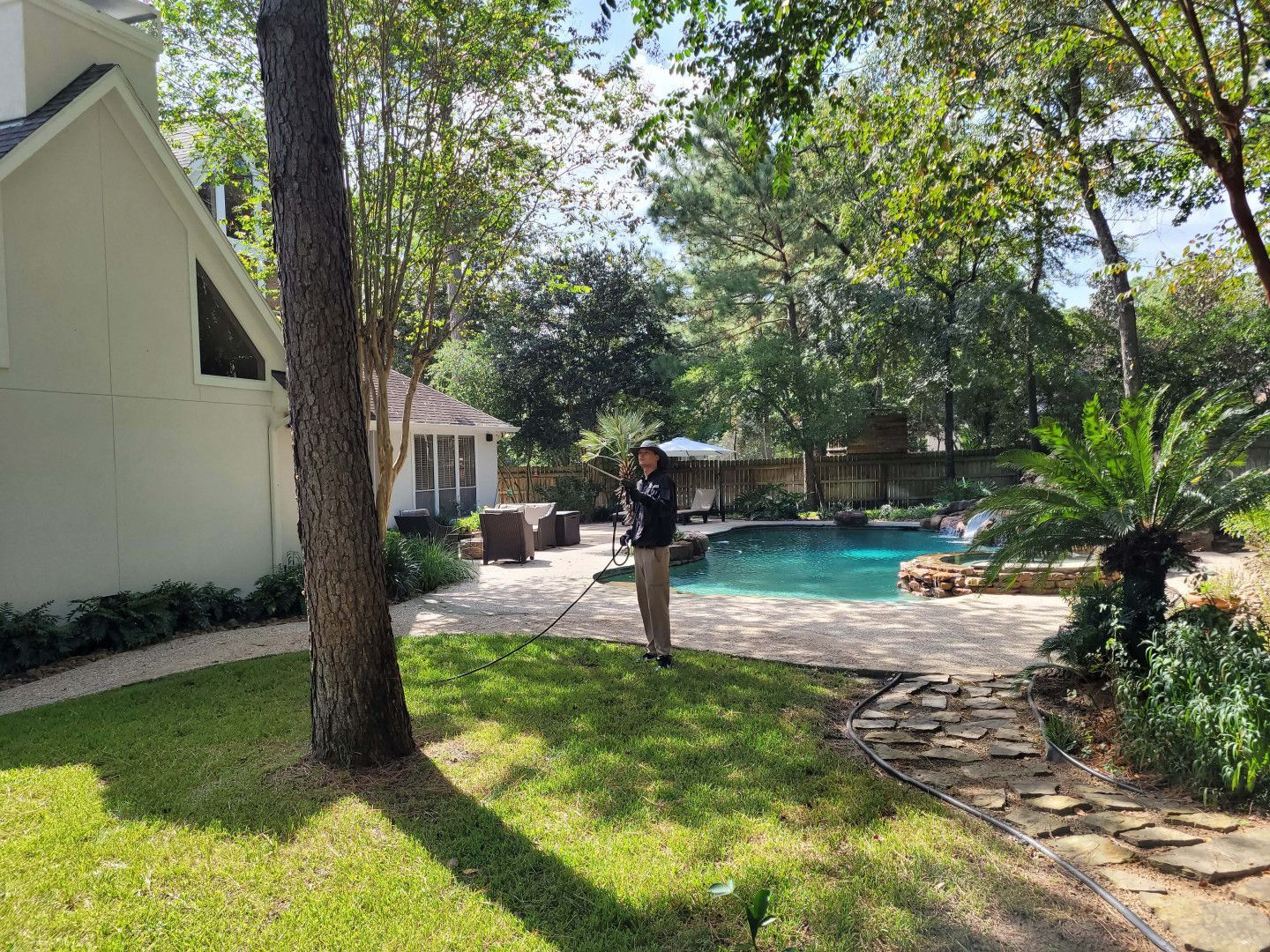Pool side lawn pest control