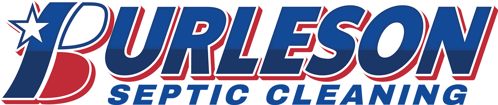 Purleson Septic Cleaning logo with red and blue text and a stylized star and swoosh icon