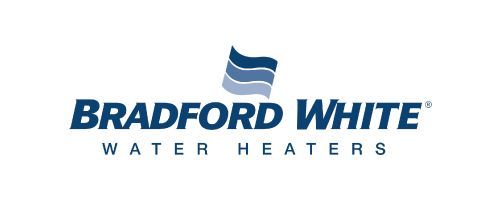 Bradford White Water Heaters logo in blue and gray on a white background
