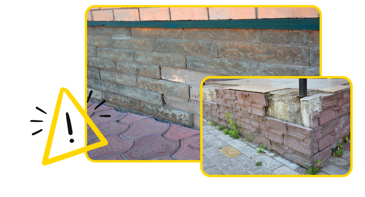 Basement foundation repair project with cracked concrete wall restoration
