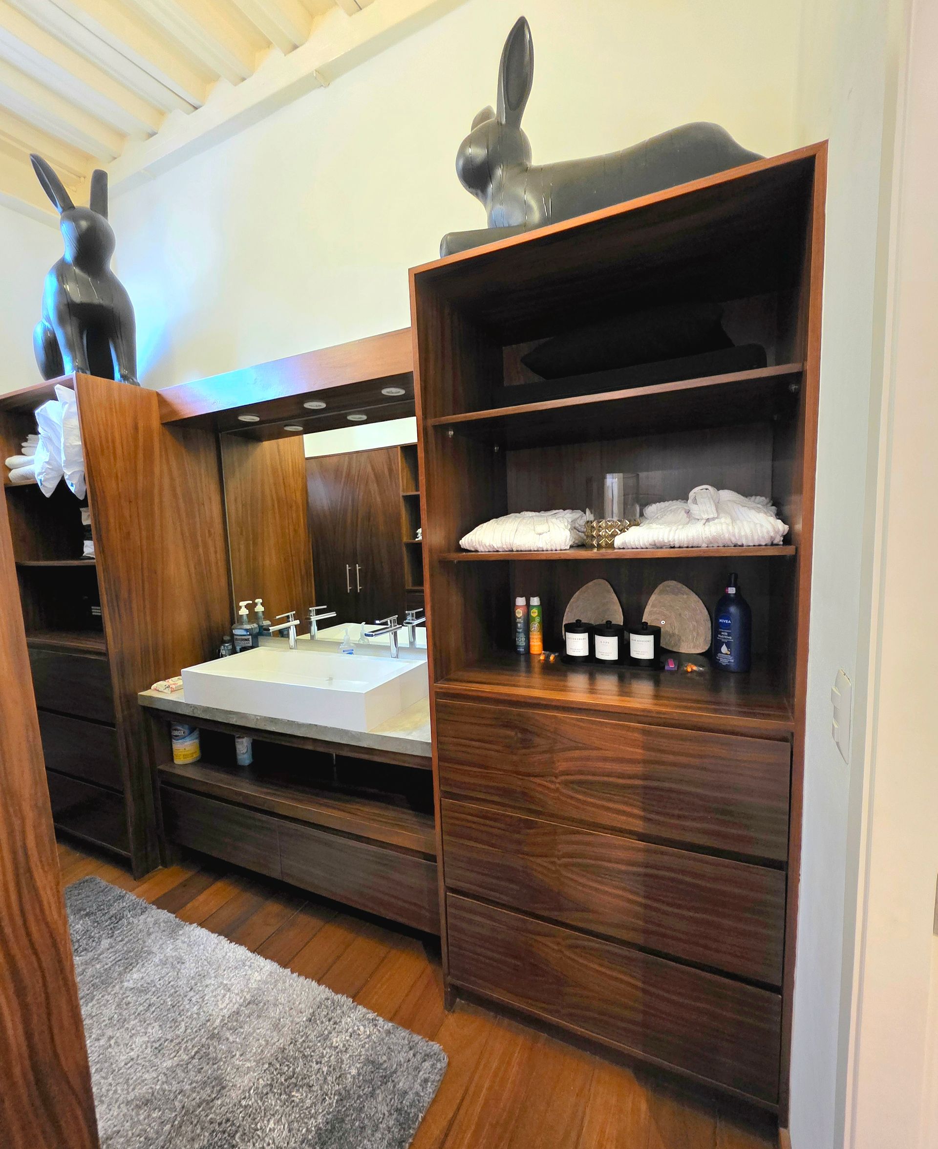 Walk-in dressing area in the Muse king suite at AVA19 in Puerto Vallarta