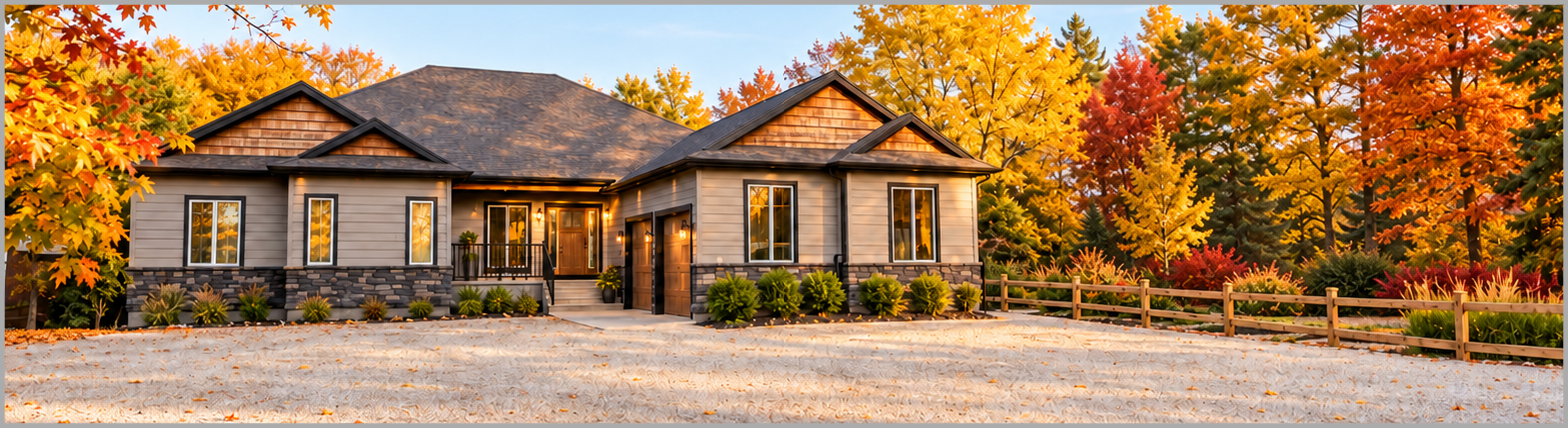 Stay549 house surrounded by golden autumn trees in Charleswood, Winnipeg