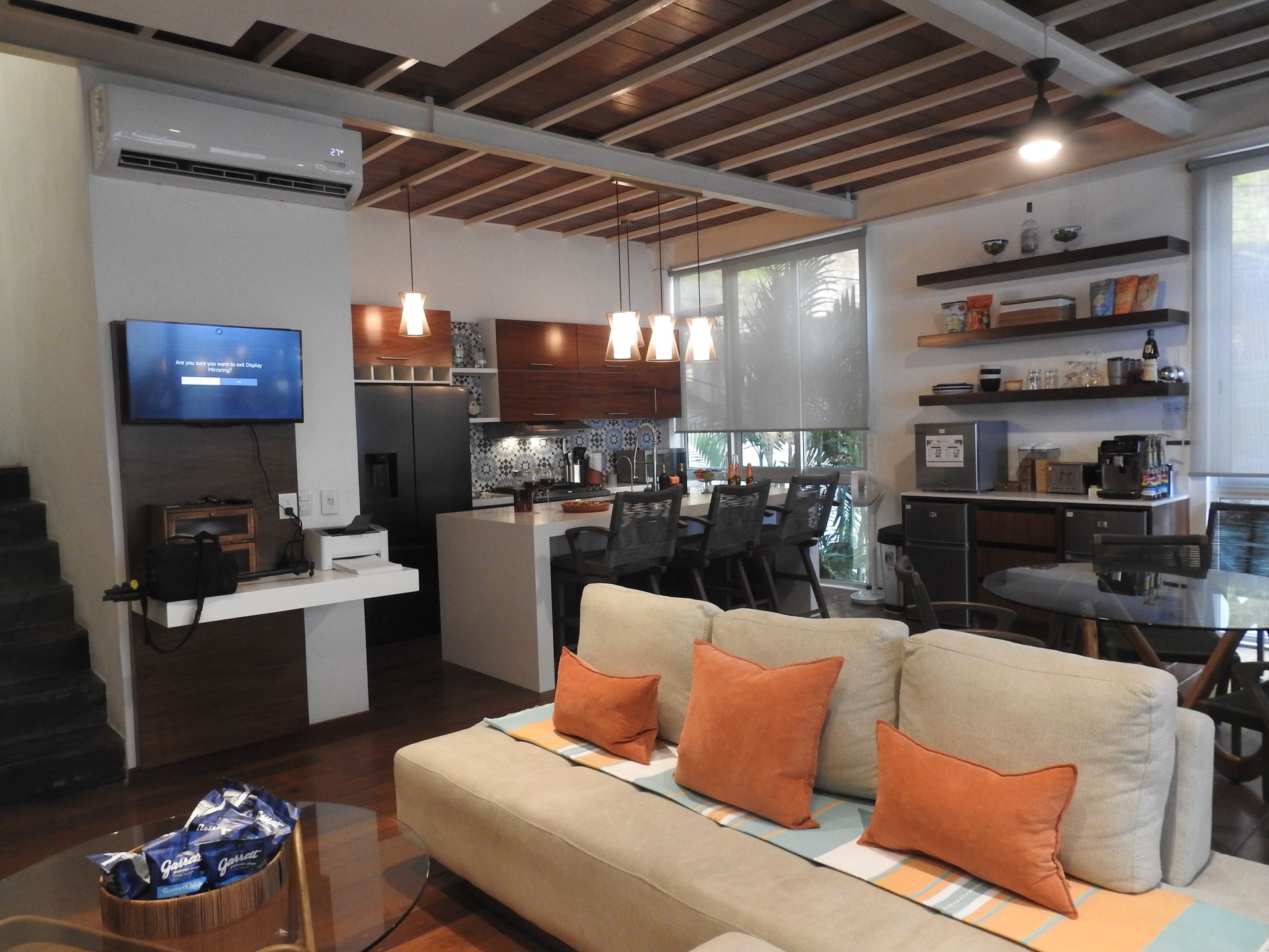Evening living area on the main floor of AVA19 in Puerto Vallarta
