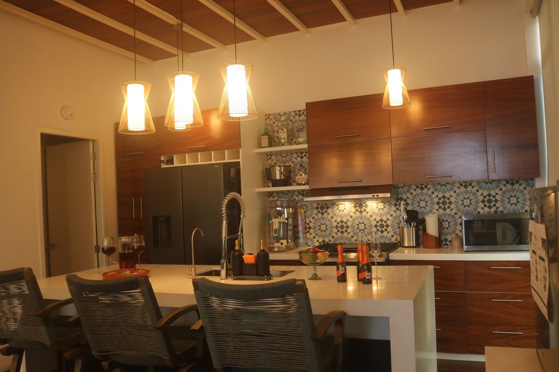 Open kitchen and storage at AVA19 in Puerto Vallarta