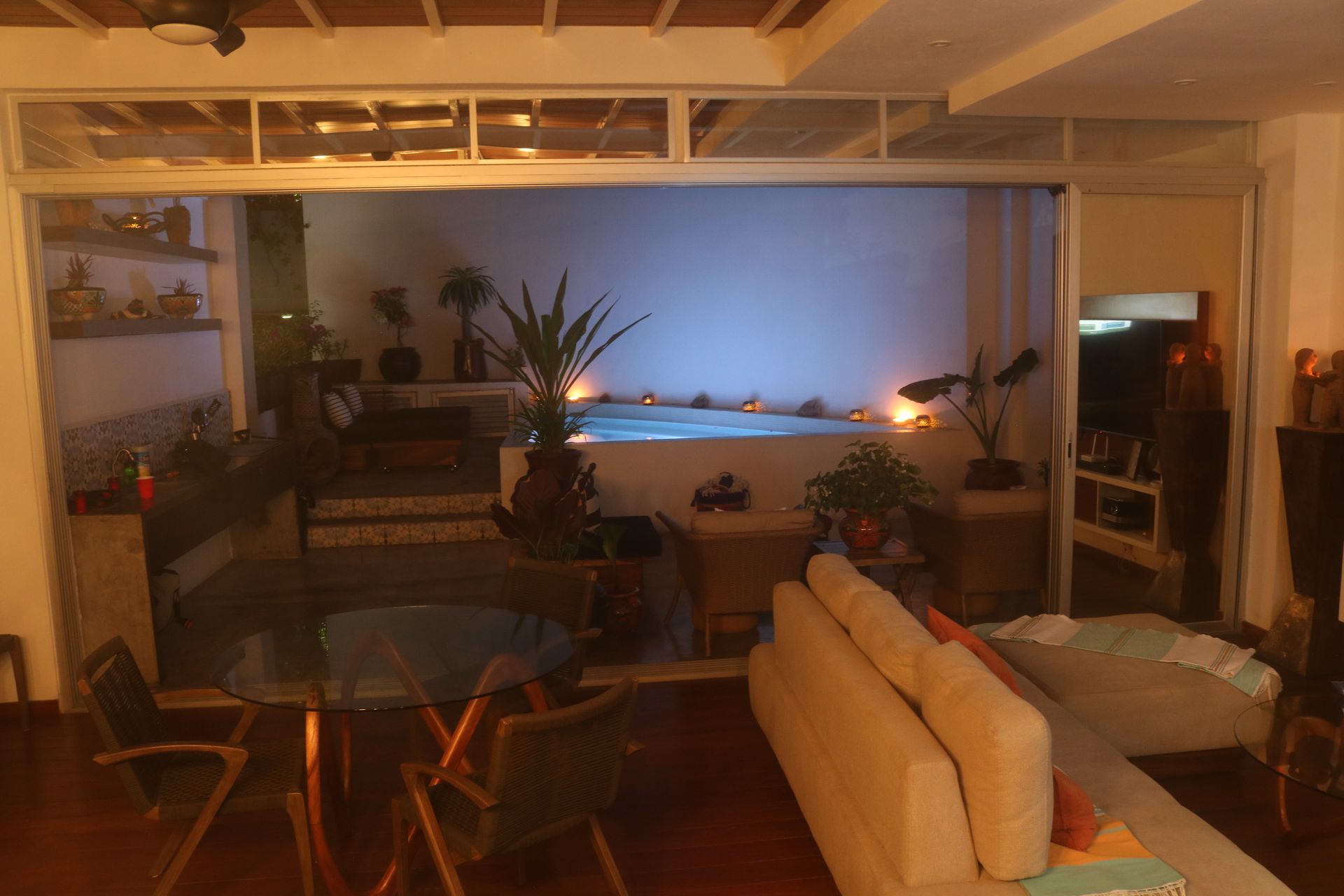 Living room overview on the main floor of AVA19 in Puerto Vallarta