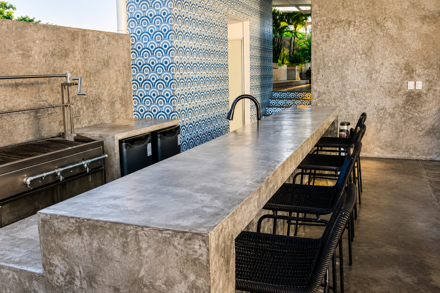 Garden seating nook at the AVA complex in Puerto Vallarta