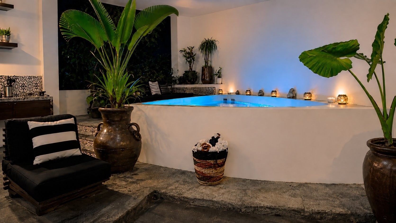 Pool and patio plants at AVA19 in Puerto Vallarta
