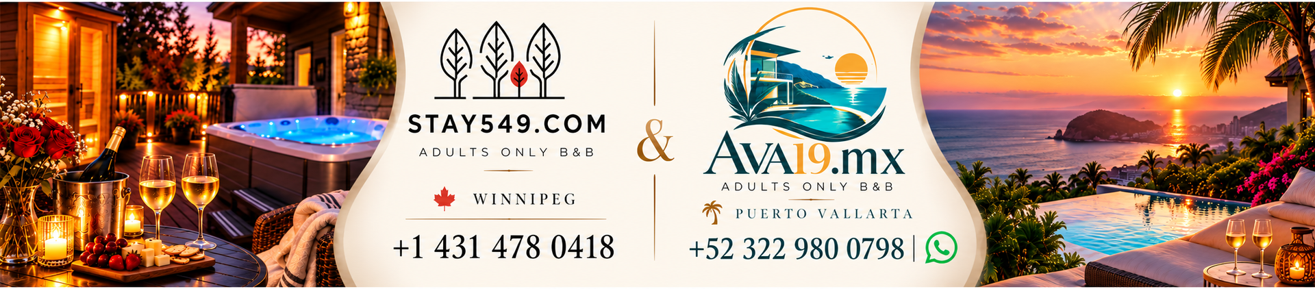 Stay549 Winnipeg and AVA19 Puerto Vallarta boutique bed and breakfast logos