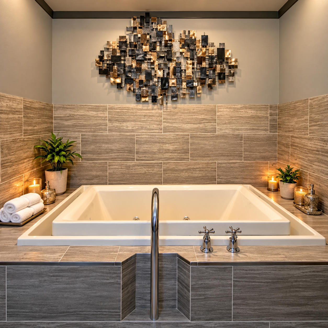 Kohler Sōk soaking tub for two in the Stay549 Luxury Queen bathroom