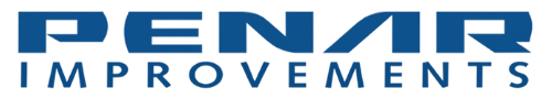 Blue "PENAR IMPROVEMENTS" logo with a stylized roof line above the text