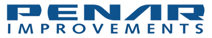 Blue "PENAR IMPROVEMENTS" logo with a stylized roof line above the text