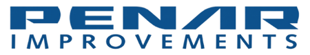 Blue "PENAR IMPROVEMENTS" logo with a stylized roof line above the text
