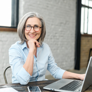 Counselor at her computer