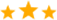 Three gold stars rating icon on a white background