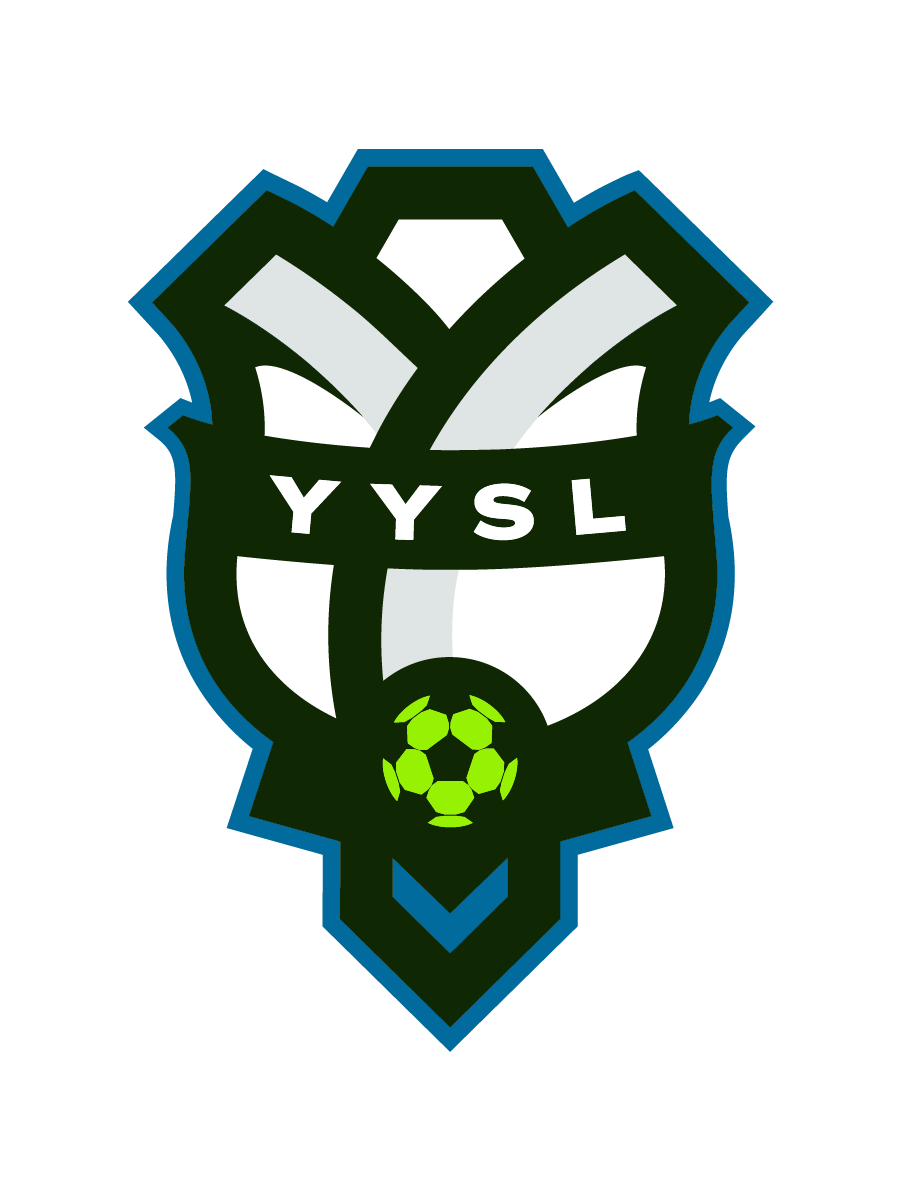 Green and white YYSL sports-style logo with shield shape and soccer ball icon
