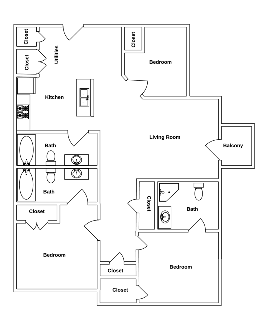 Floor Plan: 3 Bed · 3 Bath · 1,161 SQ. FT.
