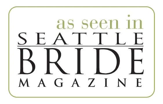 The logo for seattle bride magazine is shown on a white background