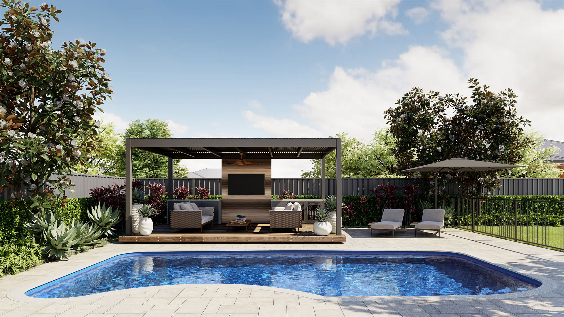 Modern Backyard with A Blue Swimming Pool — New Vision Pools in Port Macquarie, NSW