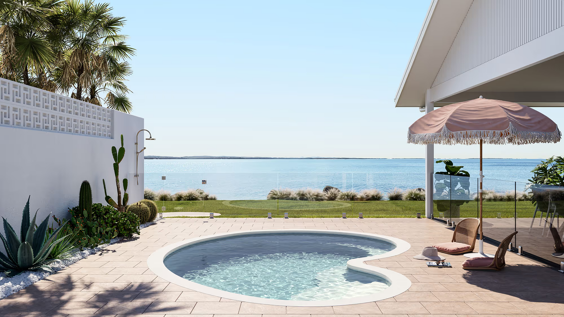 Patio with A Small Pool and An Ocean View — New Vision Pools in Port Macquarie, NSW