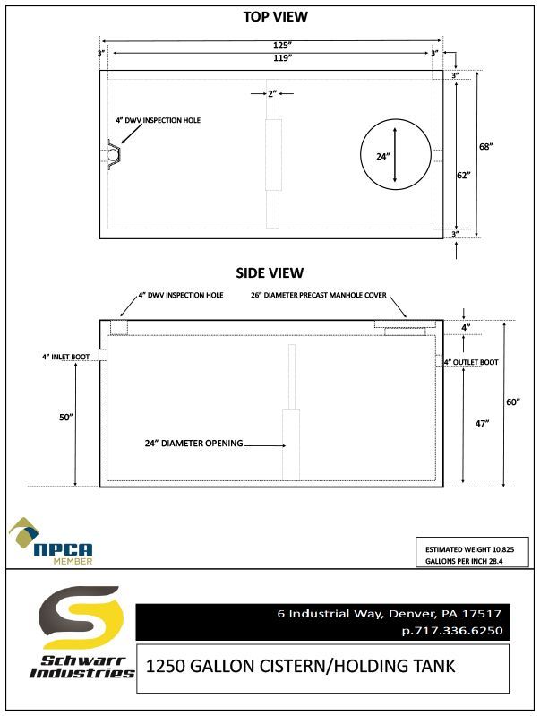 1250 Gallon Cistern