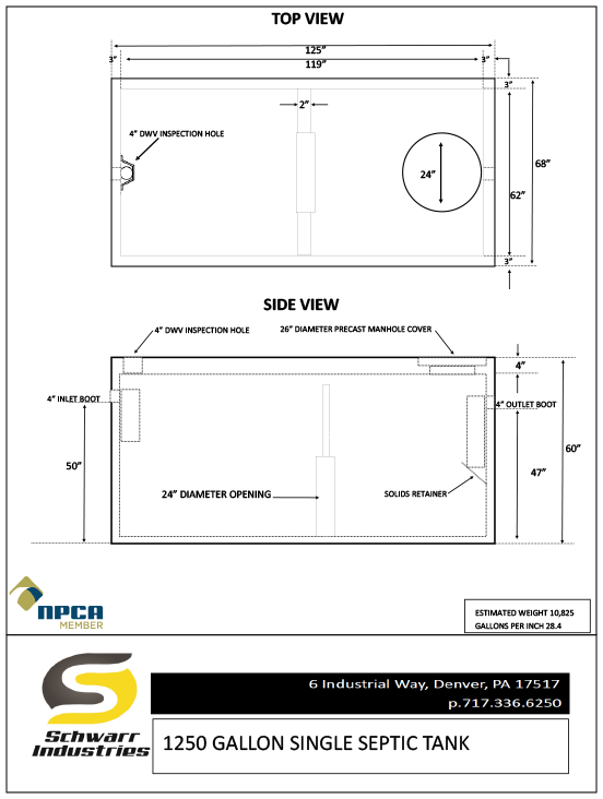 1250 Single Septic Tank 1250 Single Septic Tank