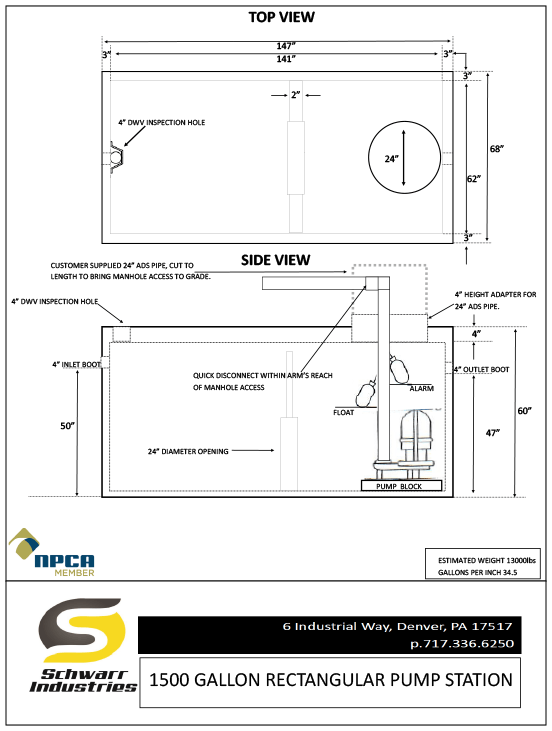 1500 Gallon Pump Station