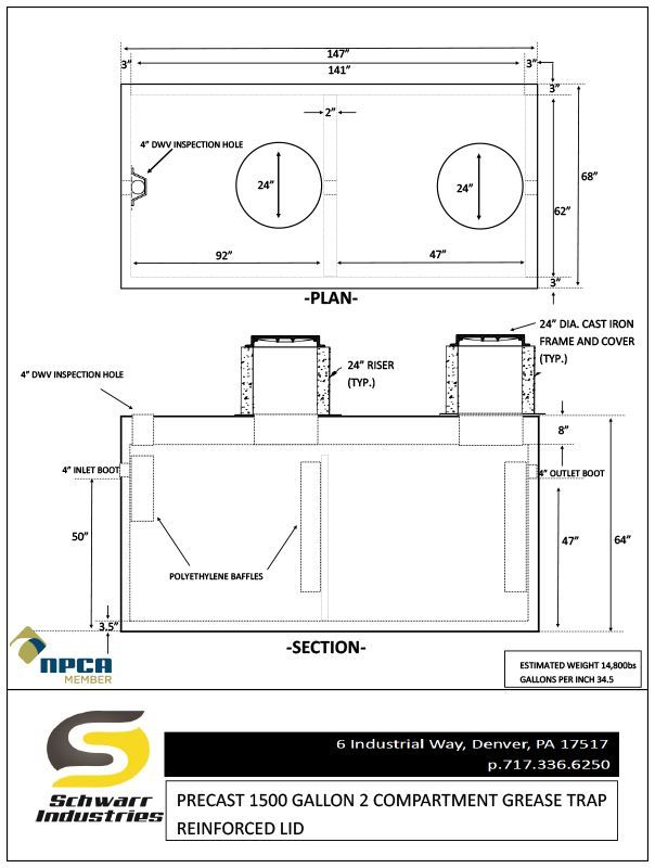 1500 Dual Compartment HD Grease Traps