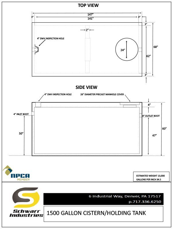 1500 Gallon Cistern