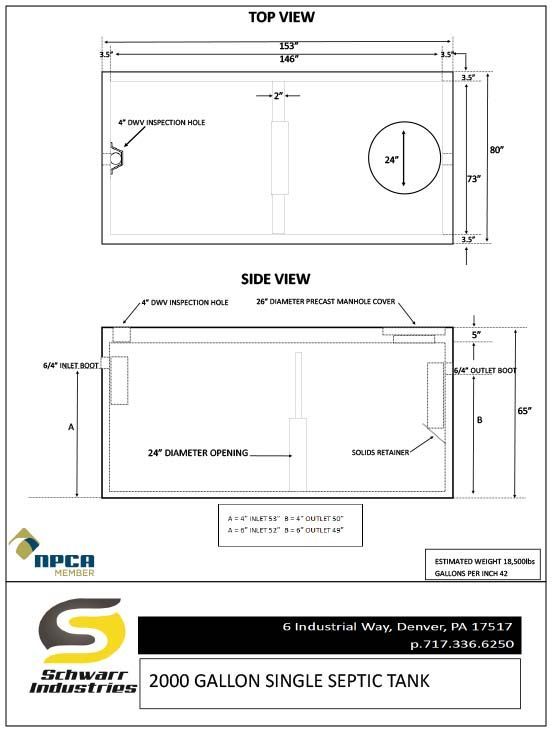 2000 Single Septic Tank 2000 Single Septic Tank