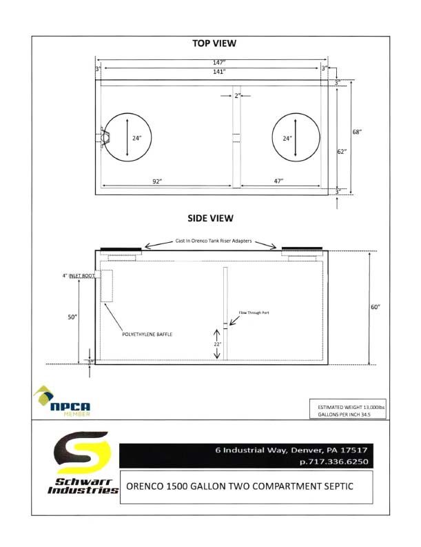 Orenco 1500 Dual Compartment 