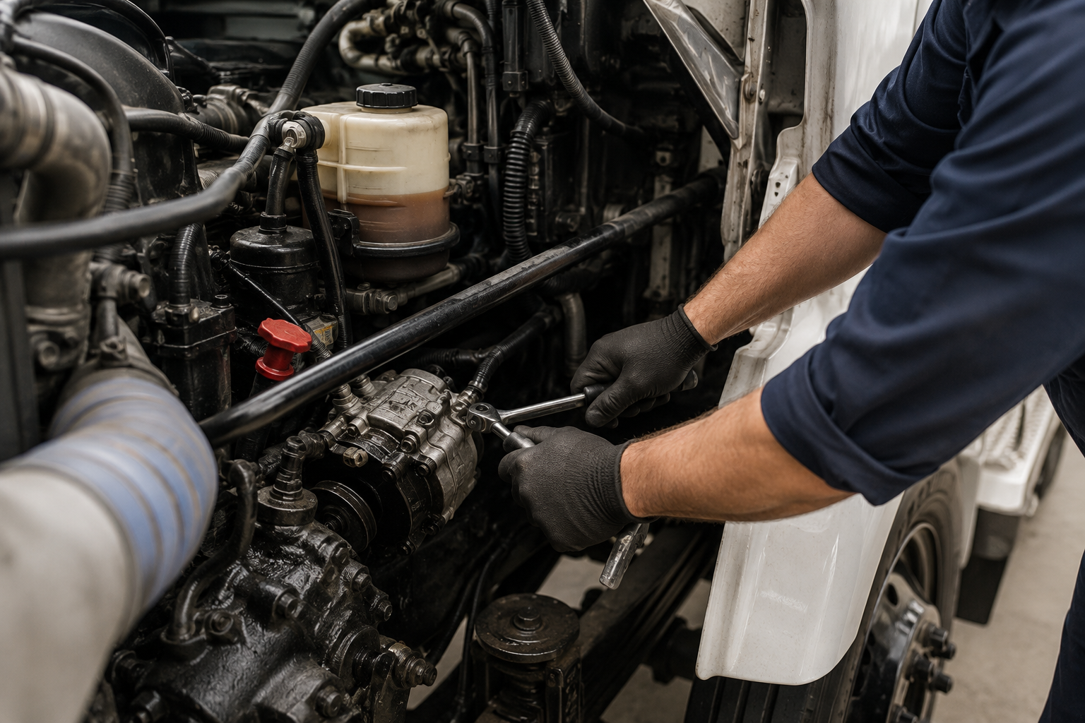 b-tech technician servicing vehicle