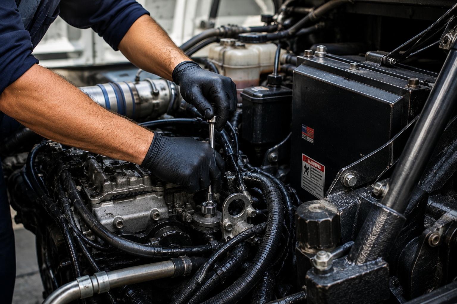 c-tech trash technician servicing vehicle