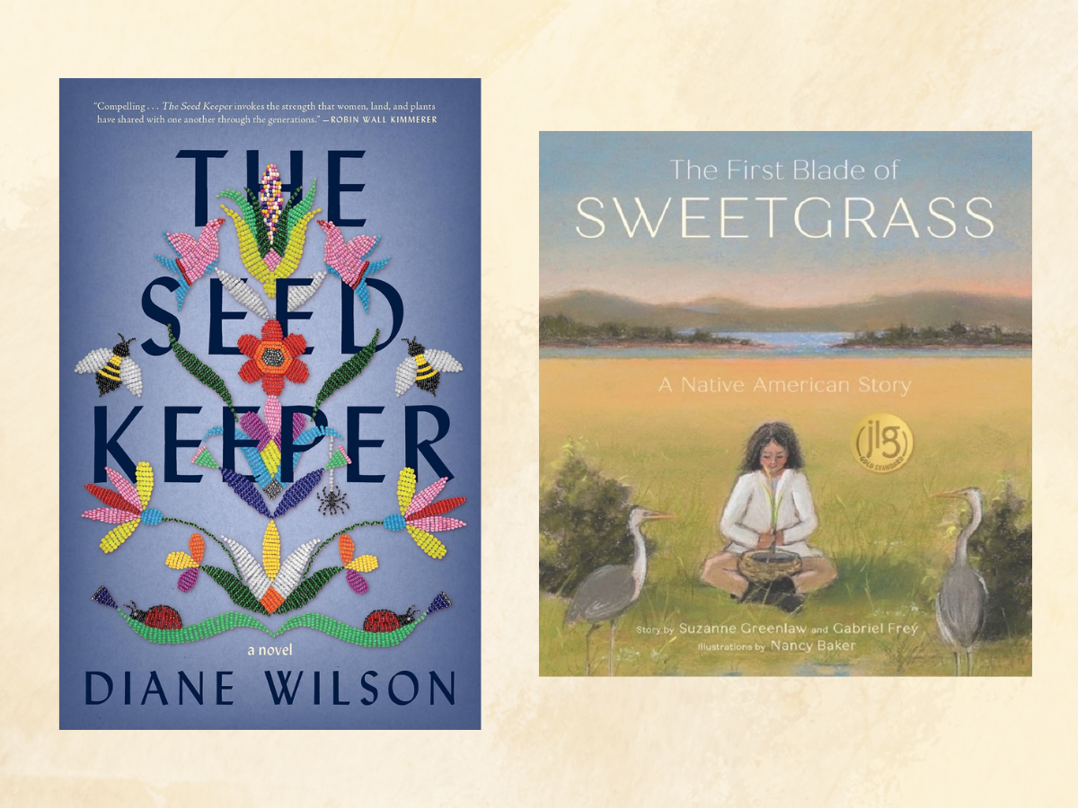Two book covers are displayed side-by-side on a textured, light-cream background. On the left is the cover for